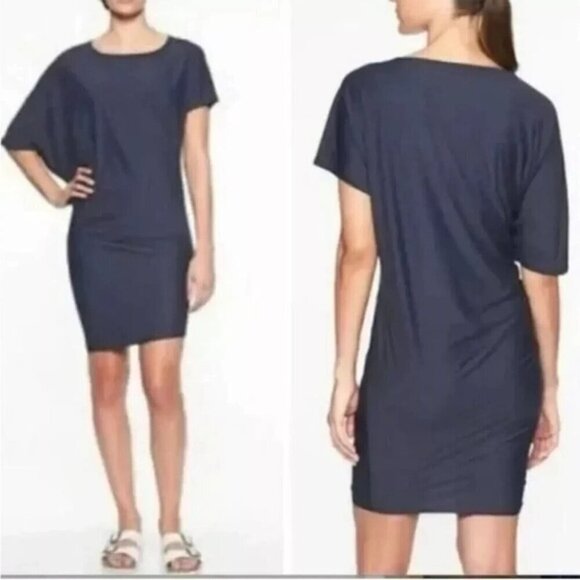 Athleta Asymmetrical Lightweight Cover-Up Casual Dress Navy Blue size Small - Picture 1 of 9